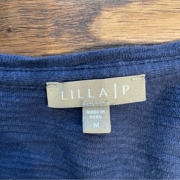 Women’s Anthropologie Navy Blue3/4 Sleeve V Neck Top Tee Shirt Medium - Picture 2 of 3